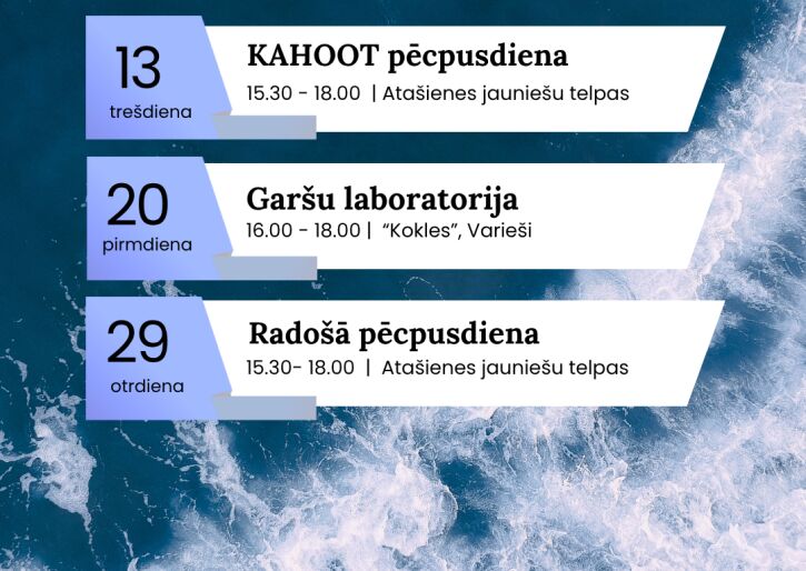 Aktivitātes jauniešiem aprīlī