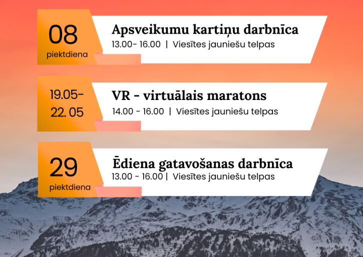 Aktivitātes jauniešiem maijā