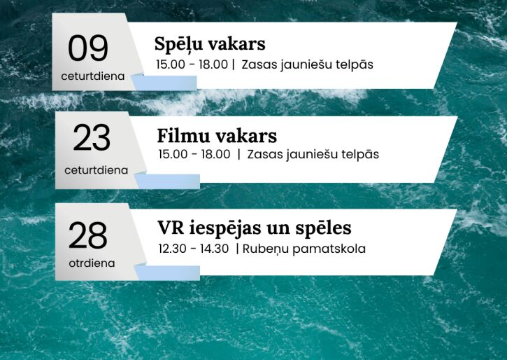 Aktivitātes jauniešiem aprīlī