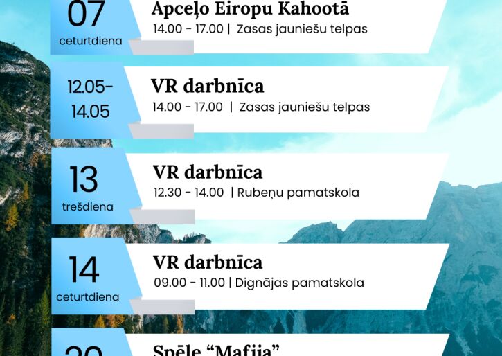 Aktivitātes jauniešiem maijā