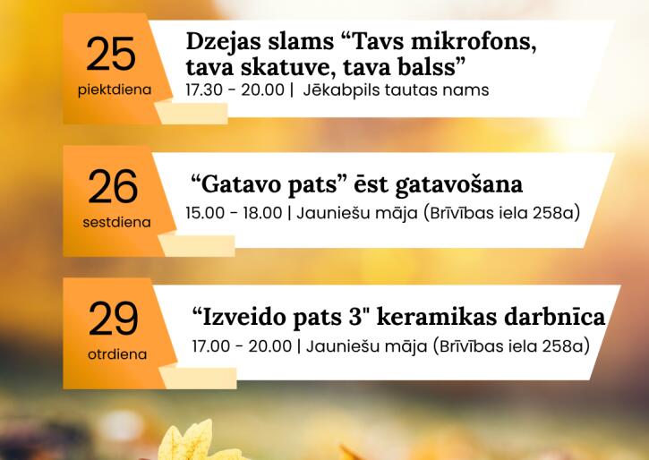 Septembra aktivitātes jauniešiem