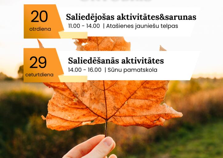 Aktivitātes jauniešiem oktobrī