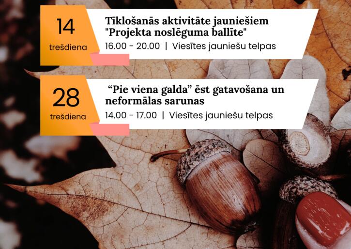 Aktivitātes jauniešiem oktobrī