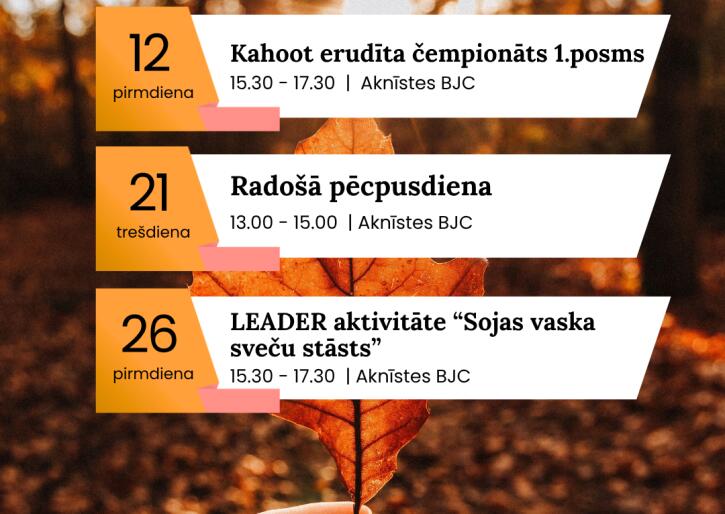 Aktivitātes jauniešiem oktobrī