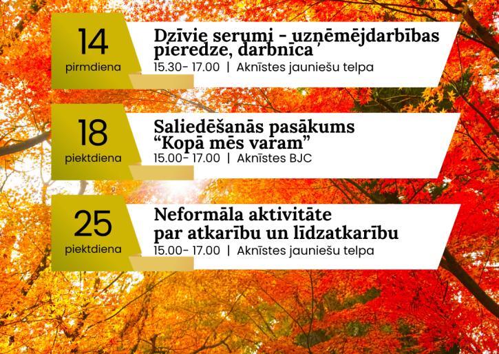 Septembra aktivitātes jauniešiem