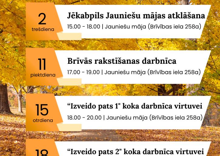Septembra aktivitātes jauniešiem