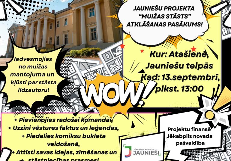 Atašienē uzsākts jauniešu iniciatīvu projekts “Muižas stāsts” – vēsture pārtop komiksā