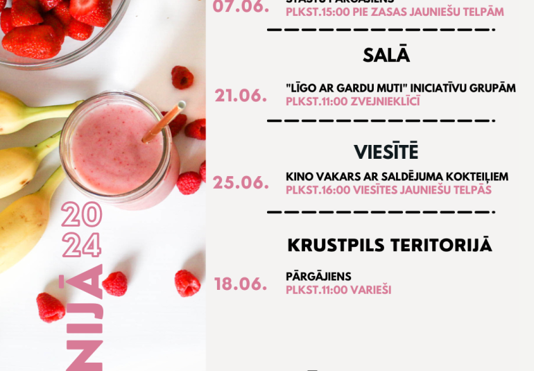 Jūnija aktivitātes jauniešiem