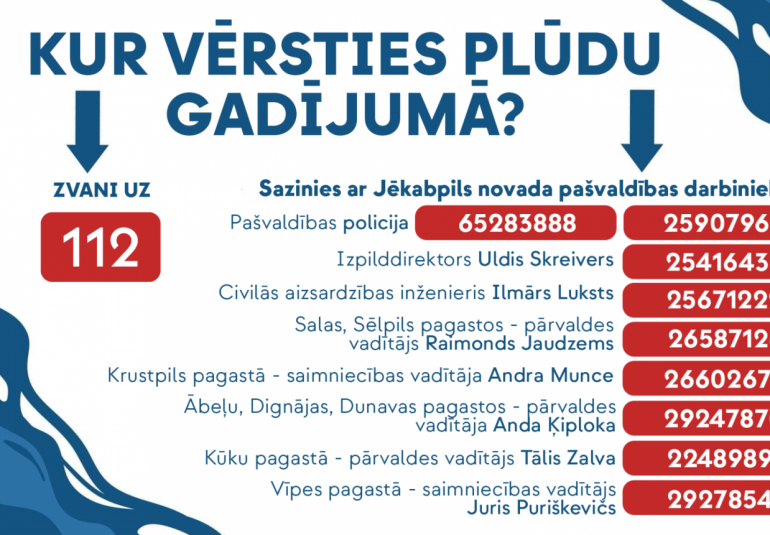 Kur vērsties plūdu gadījumā?