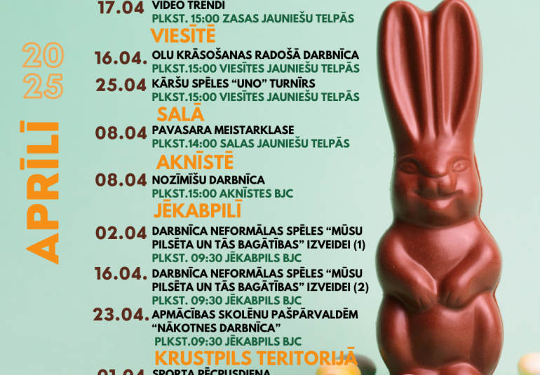 Aprīļa aktivitātes Jēkabpils novada jauniešiem