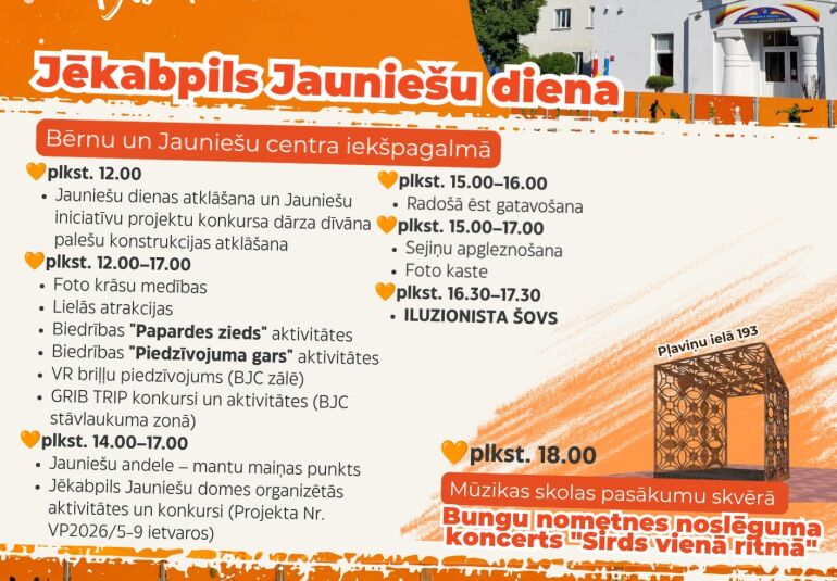 10. augustā norisināsies Jēkabpils Jauniešu diena 