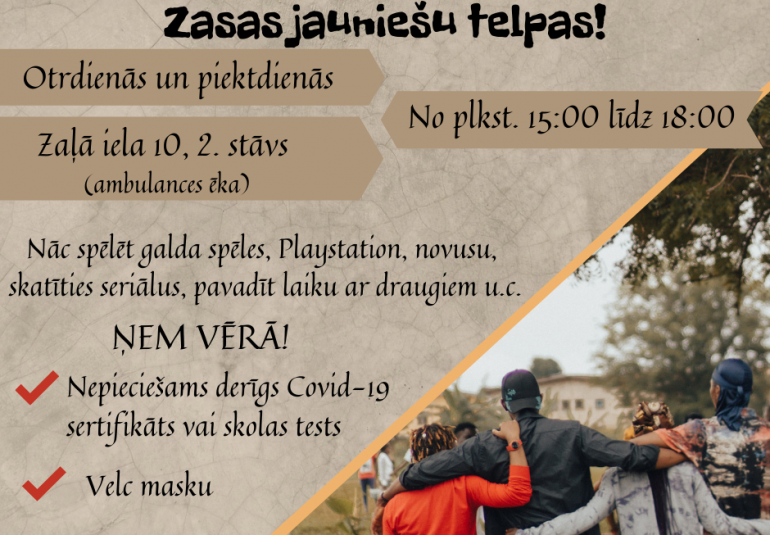 25.februārī tiks atvērtas jauniešu telpas Zasā