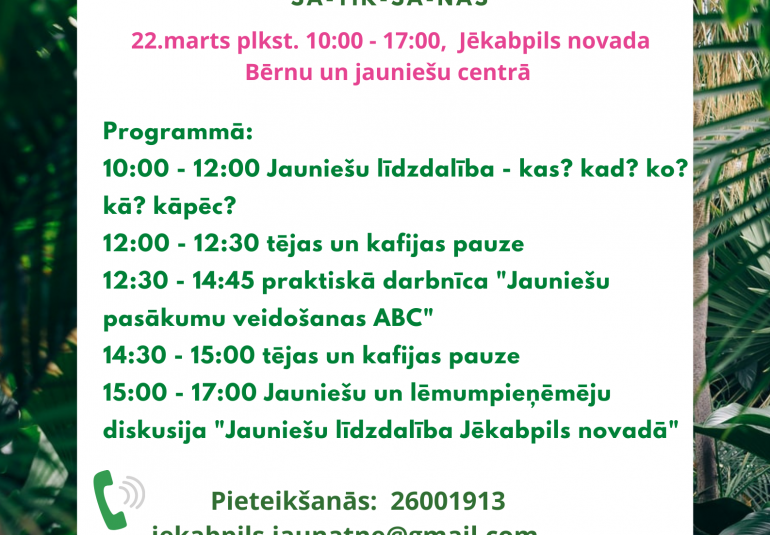 Jaunatnes dialoga projekta “ĀR(a)POLITIKA” pirmā noslēguma aktivitāte Jēkabpilī
