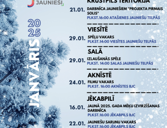 Jauns gads – jaunas iespējas! Ieskaties jauniešu aktivitāšu janvāra kalendārā un sāc 2025. gadu ar aizraujošiem notikumiem