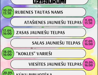 Sākoties skolas laikam, savu darbu uzsāk arī aktīvo jauniešu iniciatīvu grupas