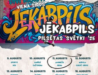 Jēkabpils pilsētas-novada svētki DIVI KRASTI-VIENA SIRDS ietvaros, 11. augustā aicinām uz JAUNIEŠU DIENU!