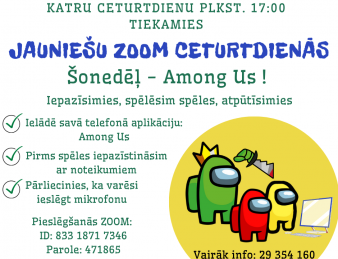 Tiekamies neformālajos spēļu vakaros ceturtdienās plkst. 17:00 platformā ZOOM ! 