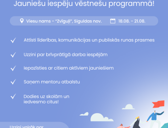 Kļūsti par jauniešu līderi savā reģionā – piesakies programmai “Jauniešu iespēju vēstneši”