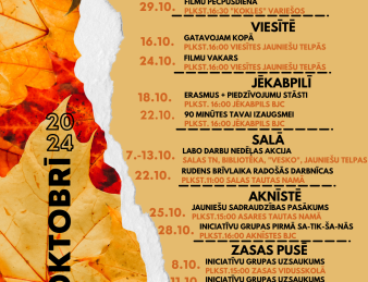 AKTIVTĀTES JAUNIEŠIEM OKTOBRĪ