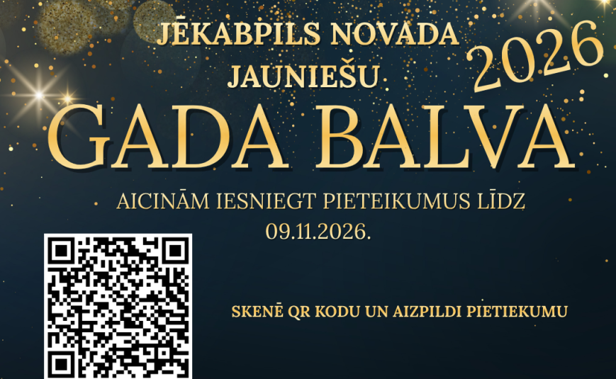 Piesaki jaunieti balvai “JĒKABPILS NOVADA JAUNATNES GADA BALVA 2026”