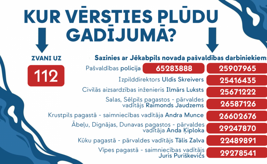 Kur vērsties plūdu gadījumā?