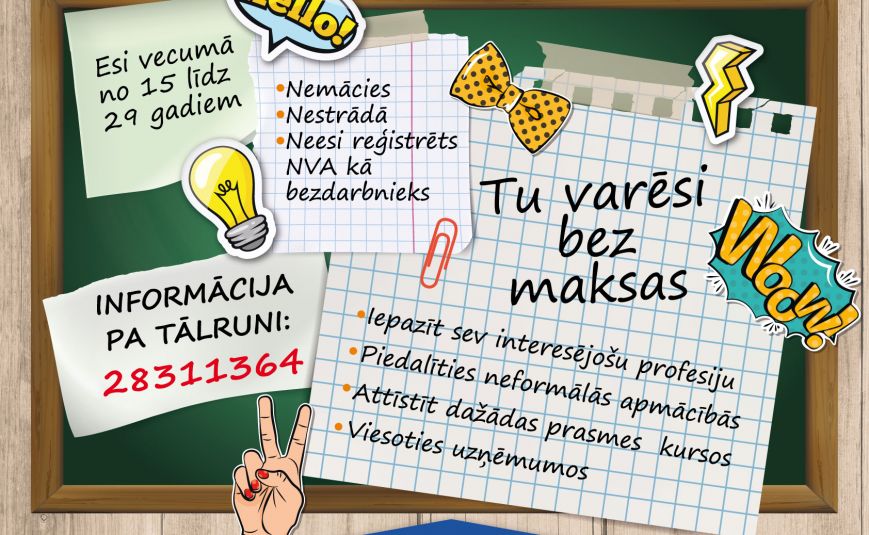 Aicinām jauniešus pieteikties dalībai projektā “PROTI un DARI!”