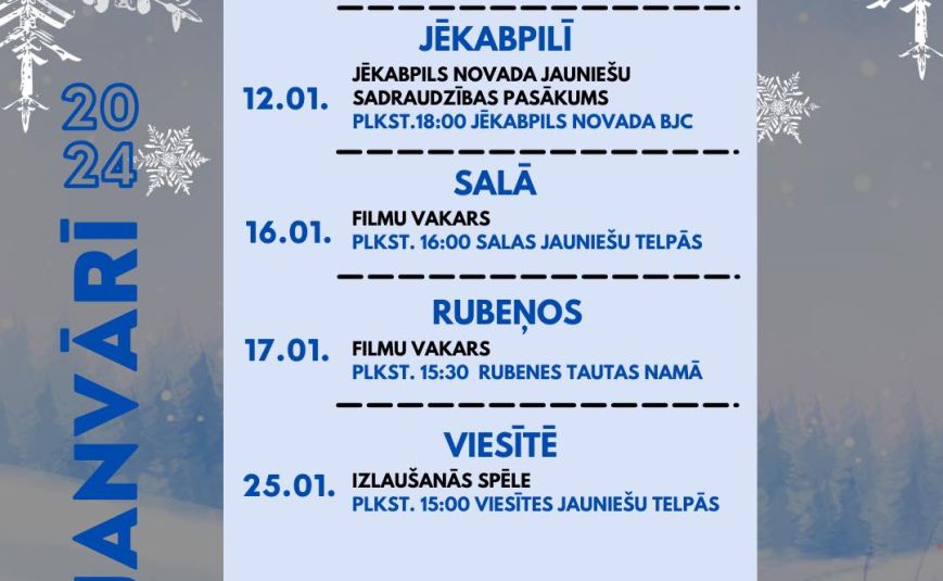Janvāra aktivitātes jauniešiem