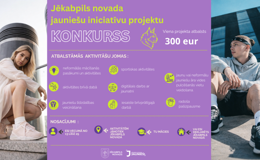 Izsludināts Jēkabpils novada jauniešu iniciatīvu projektu konkurss 