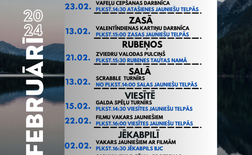 Februāra aktivitātes jauniešiem