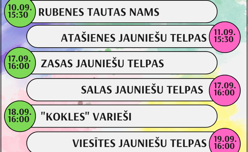 Sākoties skolas laikam, savu darbu uzsāk arī aktīvo jauniešu iniciatīvu grupas