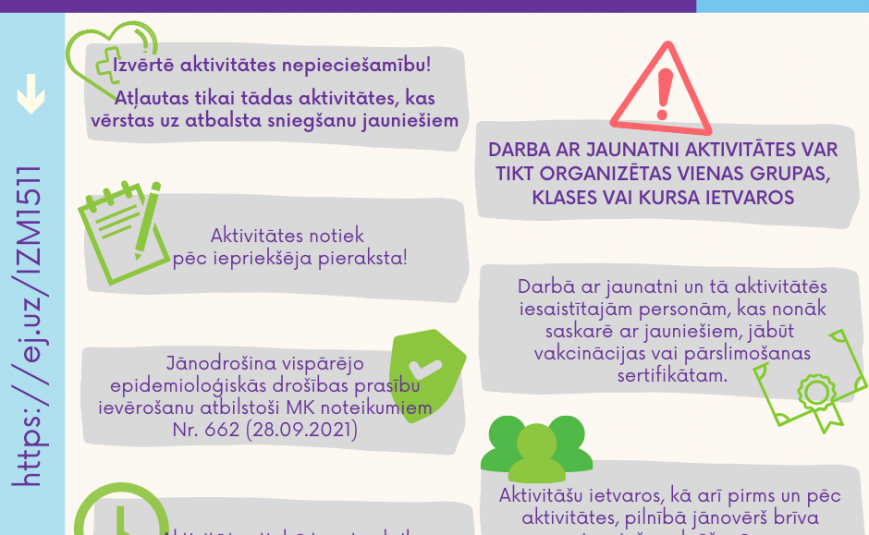 Darba ar jaunatni aktivitāšu īstenošana pēc 15. novembra