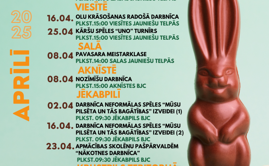 Aprīļa aktivitātes Jēkabpils novada jauniešiem