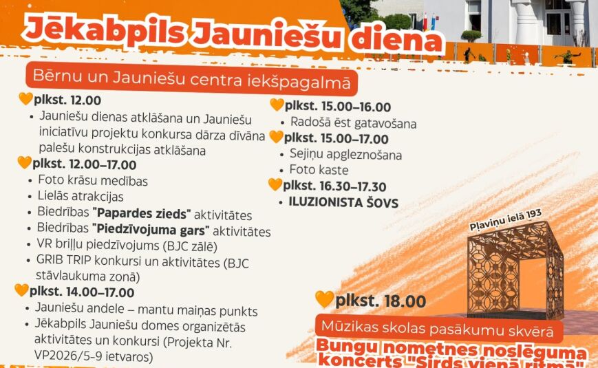 10. augustā norisināsies Jēkabpils Jauniešu diena 