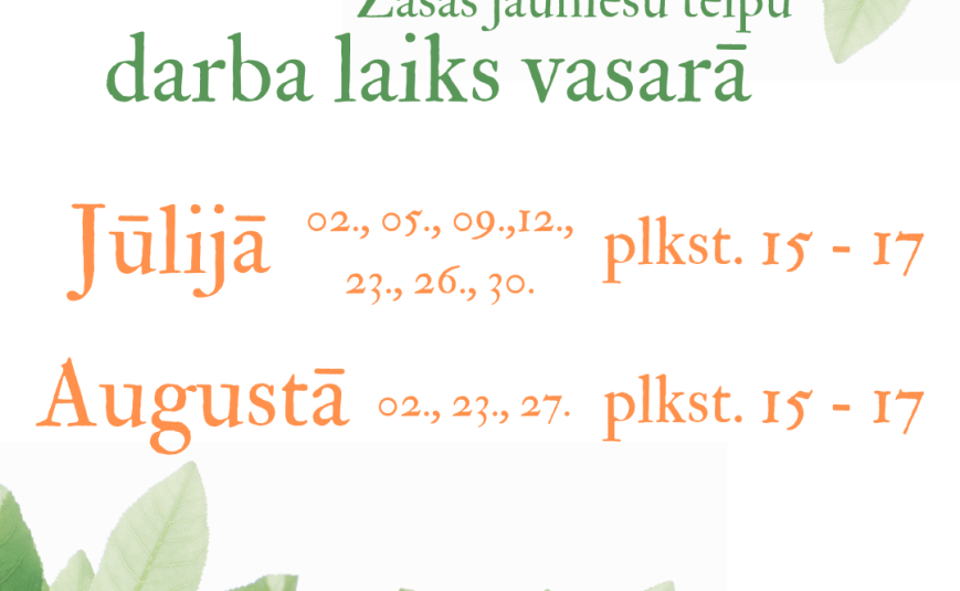 Zasas jauniešu telpu darba laiks vasarā