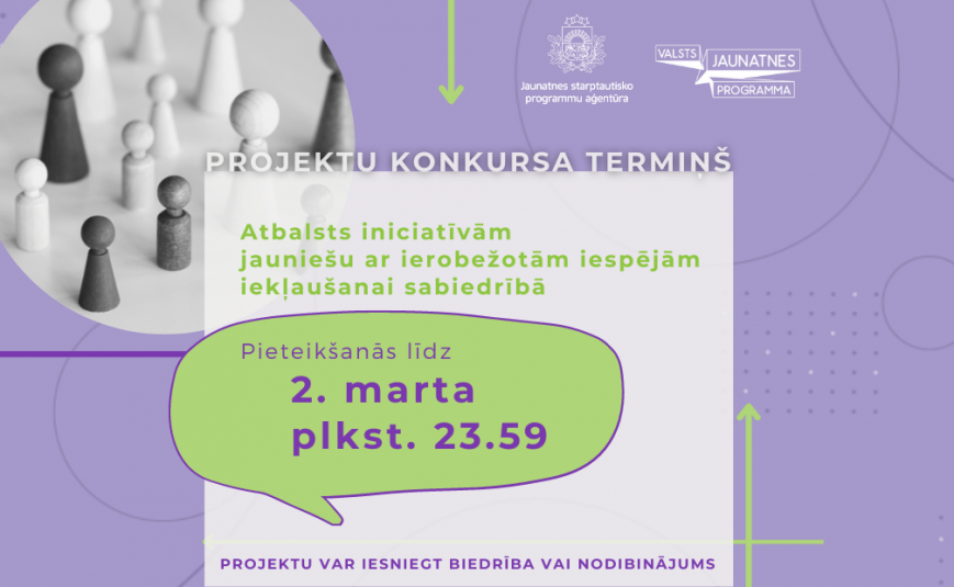 NVO aicinātas pieteikties projektu konkursam jauniešu ar ierobežotām iespējām iekļaušanai sabiedrībā