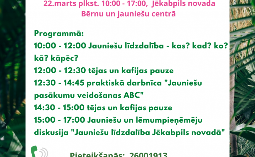 Jaunatnes dialoga projekta “ĀR(a)POLITIKA” pirmā noslēguma aktivitāte Jēkabpilī